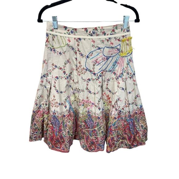 Ariella Boho Floral Embroidered Cotton Skirt High Waisted A line Size S - Picture 3 of 16